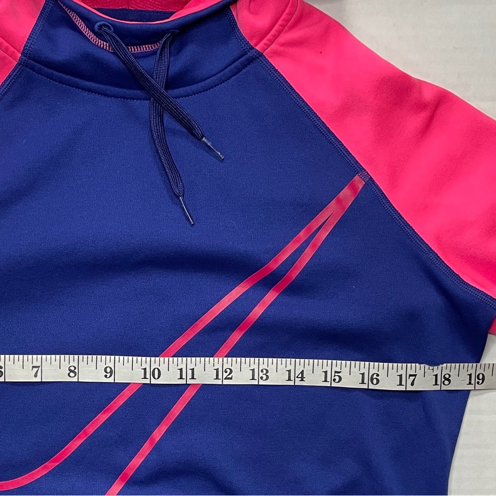 NIKE Womens Small Hoodie Purple Pink Therma Fit Thumb Holes Fleece Slim Pullover - Picture 6 of 7